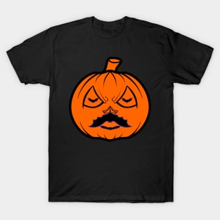 "Crazy pumpkin with a bat-shaped mustache" T-Shirt